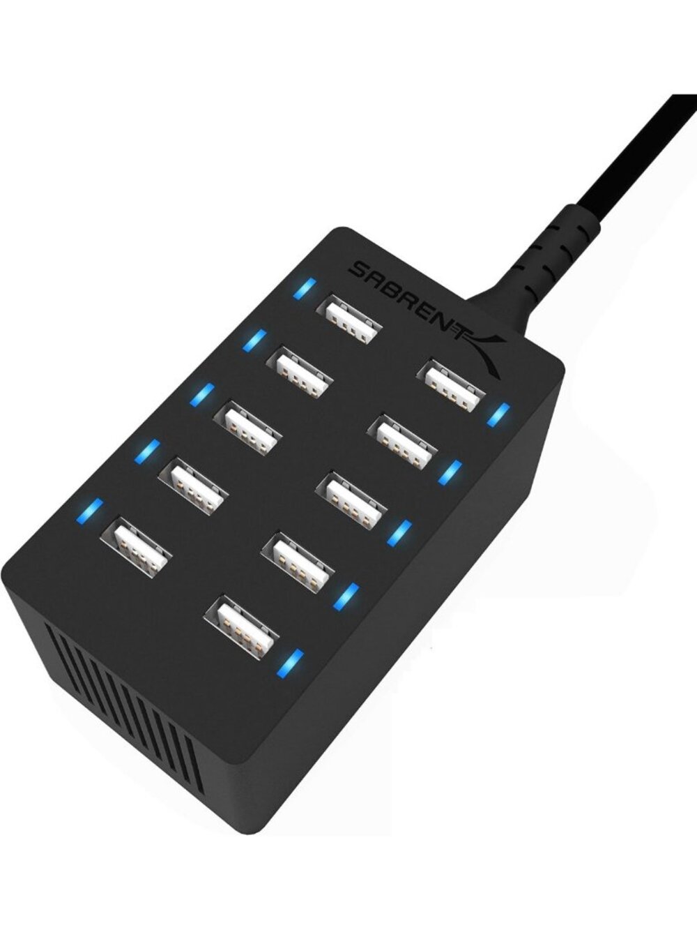 60W 10-Port USB Charging Station - Fast Auto-Detect Multi-Device Charger Hub
